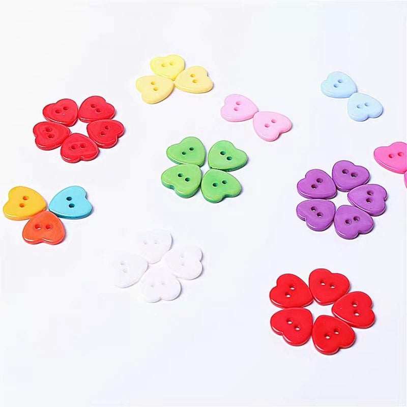 Meetppy 200pcs 14MM Heart Shaped Multicolor 2 Holes Plastic Sewing Buttons for Sewing Scrapbooking Knitting - Image 2
